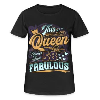58e anniversaire Reine Femmes - T-shirt respirant Femme - noir - Devant - AI Model Female 172 light (172cm)