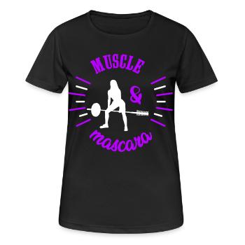 Puissance Féminine Muscle et Mascara Cadeau Femme - T-shirt respirant Femme - noir - Devant - AI Model Female 172 light (172cm)