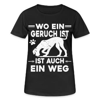 Mantrailing - Wo ein Geruch da ein Weg - Frauen T-Shirt atmungsaktiv - Schwarz - Vorne - AI Model Female 172 light (172cm)