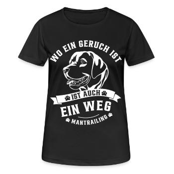 Mantrailing Labrador Wo ein Geruch da ein Weg - Frauen T-Shirt atmungsaktiv - Schwarz - Vorne - AI Model Female 172 light (172cm)