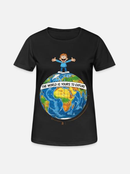 World map with joy and freedom of life - Women's Breathable T-Shirt - black