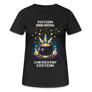 Préparation de potions – Édition chimie | Humour de laboratoire - T-shirt respirant Femme - noir - Devant - AI Model Female 172 light (172cm)