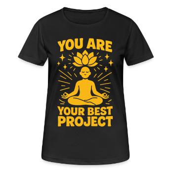 Du Bist Dein Bestes Projekt Achtsamkeit - Frauen T-Shirt atmungsaktiv - Schwarz - Vorne - AI Model Female 172 light (172cm)