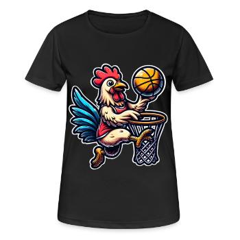 Poulet de basket-ball - T-shirt respirant Femme - noir - Devant - AI Model Female 172 light (172cm)