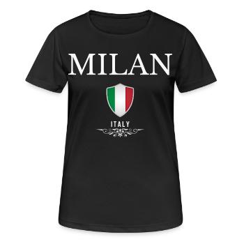 J’aime Milan, Milan Italie - T-shirt respirant Femme - noir - Devant - AI Model Female 172 light (172cm)