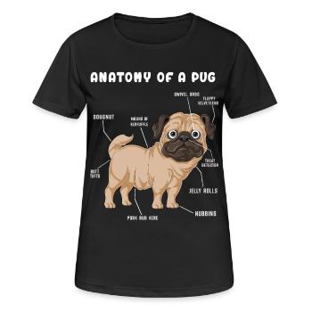 Mops-Anatomie - Frauen T-Shirt atmungsaktiv - Schwarz - Vorne - AI Model Female 172 light (172cm)
