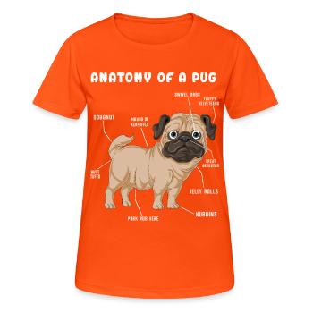 Pug Anatomy - Women's Breathable T-Shirt - neon orange - Front - AI Model Female 172 dark (172cm)