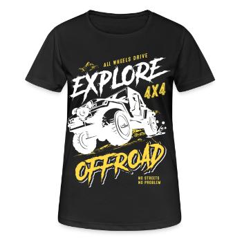 Aventure Tout-terrain Véhicule tout-terrain 4x4 - T-shirt respirant Femme - noir - Devant - AI Model Female 172 light (172cm)
