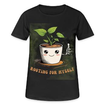 Mignon pot de fleurs avec breloque - T-shirt respirant Femme - noir - Devant - AI Model Female 172 light (172cm)