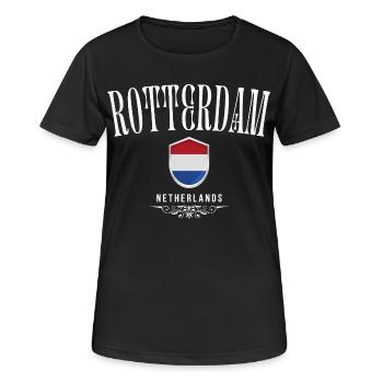 Amo Rotterdam, Rotterdam, Pays-Bas - T-shirt respirant Femme - noir - Devant - AI Model Female 172 light (172cm)