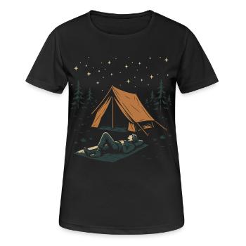 Lustiges Camping Unter Sternen Entspannend - Frauen T-Shirt atmungsaktiv - Schwarz - Vorne - AI Model Female 172 light (172cm)