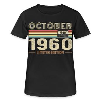 Geburtstag Oktober 1960 - Geburtstag Oktober 1960 - Frauen T-Shirt atmungsaktiv - Schwarz - Vorne - AI Model Female 172 light (172cm)