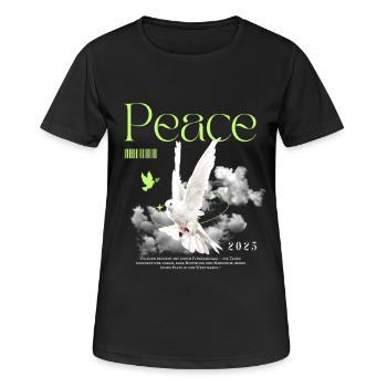 Friedenstaube mit grünen Akzenten - Frauen T-Shirt atmungsaktiv - Schwarz - Vorne - AI Model Female 172 light (172cm)