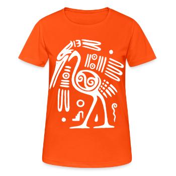 Weißer Totemvogel - Frauen T-Shirt atmungsaktiv - Neonorange - Vorne - AI Model Female 172 dark (172cm)