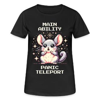 Capacité principale : Téléportation panique | Chinchilla - T-shirt respirant Femme - noir - Devant - AI Model Female 172 light (172cm)