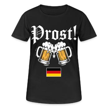Prost! - Frauen T-Shirt atmungsaktiv - Schwarz - Vorne - AI Model Female 172 light (172cm)