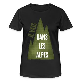 Je Vais Dans Les Alpes - T-shirt respirant Femme - noir - Devant - AI Model Female 172 light (172cm)