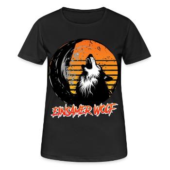 Wolf Spirit EINSAMER WOLF Retro Lustiges - Frauen T-Shirt atmungsaktiv - Schwarz - Vorne - AI Model Female 172 light (172cm)