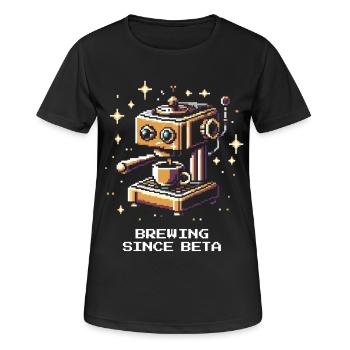 Brühen seit der Beta | Kaffee Barista - Frauen T-Shirt atmungsaktiv - Schwarz - Vorne - AI Model Female 172 light (172cm)