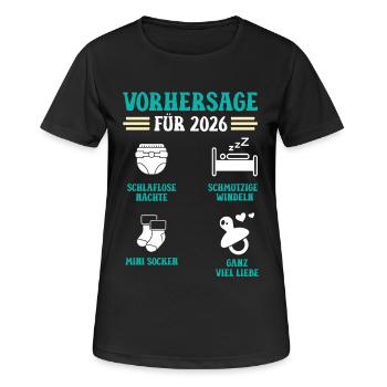 Schwangerschaft VORHERSAGE 2026 Lustiges - Frauen T-Shirt atmungsaktiv - Schwarz - Vorne - AI Model Female 172 light (172cm)