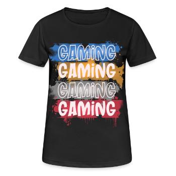 Gaming - Frauen T-Shirt atmungsaktiv - Schwarz - Vorne - AI Model Female 172 light (172cm)