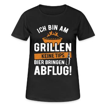 Je fais un barbecue - pas de pourboire, apportez de la bière - T-shirt respirant Femme - noir - Devant - AI Model Female 172 light (172cm)