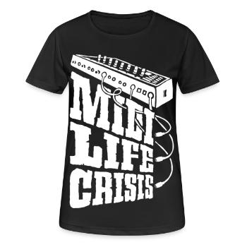 midi-life-crisis-w - Frauen T-Shirt atmungsaktiv - Schwarz - Vorne - AI Model Female 172 light (172cm)
