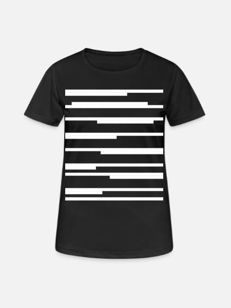 Design mit geometrischen Linien - Frauen T-Shirt atmungsaktiv - Schwarz