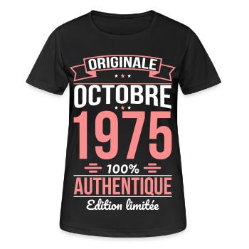 50. Jahrestag - Original - Oktober 1975 - Frauen T-Shirt atmungsaktiv - Schwarz - Vorne - AI Model Female 172 light (172cm)
