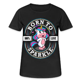 Geboren zu Funkeln - Süsses Einhorn - Glitzer - Frauen T-Shirt atmungsaktiv - Schwarz - Vorne - AI Model Female 172 light (172cm)