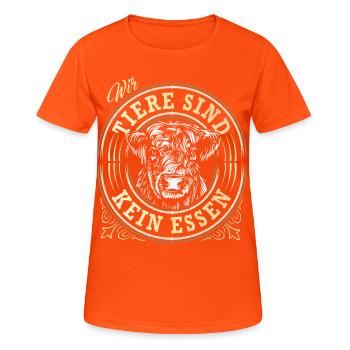 Tiere sind kein Essen - Tierschutz - Tierfreund - Frauen T-Shirt atmungsaktiv - Neonorange - Vorne - AI Model Female 172 dark (172cm)