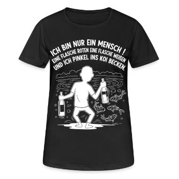Ich Pinkel ins Koi Becken - Frauen T-Shirt atmungsaktiv - Schwarz - Vorne - AI Model Female 172 light (172cm)