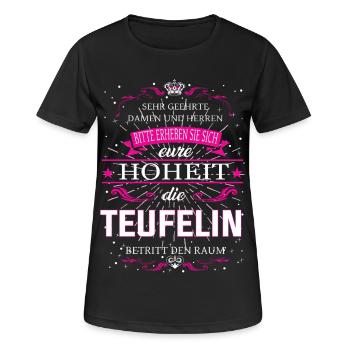 Eure Hoheit die Teufelin betritt den Raum - Frauen T-Shirt atmungsaktiv - Schwarz - Vorne - AI Model Female 172 light (172cm)