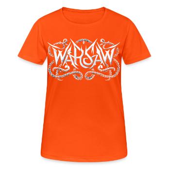 Warsaw Heavy Metal Headbanger Typography - Women's Breathable T-Shirt - neon orange - Front - AI Model Female 172 dark (172cm)