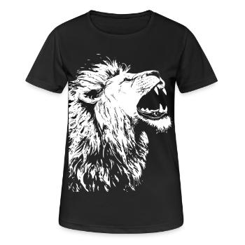 Tête de lion majestueuse en noir et blanc - T-shirt respirant Femme - noir - Devant - AI Model Female 172 light (172cm)