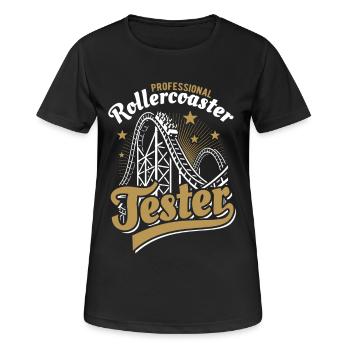 Testeur professionnel de montagnes russes - T-shirt respirant Femme - noir - Devant - AI Model Female 172 light (172cm)