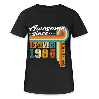 Vintage September 1985 Jahrgang Retro Geburtstag - Frauen T-Shirt atmungsaktiv - Schwarz - Vorne - AI Model Female 172 light (172cm)