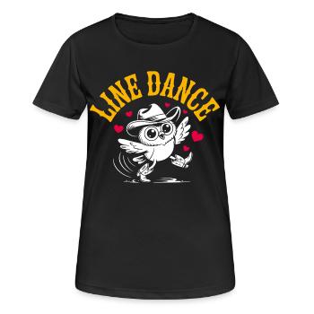 Hibou de danse en linedance avec chapeau de cowboy - T-shirt respirant Femme - noir - Devant - AI Model Female 172 light (172cm)