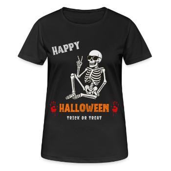 Odeur d’Halloween avec squelette - T-shirt respirant Femme - noir - Devant - AI Model Female 172 light (172cm)