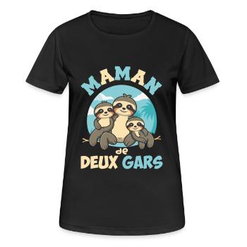 Mom of Two Boys Loving and Funny Mom Gift - Women's Breathable T-Shirt - black - Front - AI Model Female 172 light (172cm)