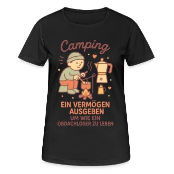 Camping ein Leben ohne Heim lustiger Camper Spruch - Frauen T-Shirt atmungsaktiv - Schwarz - Vorne - AI Model Female 172 light (172cm)