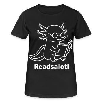 Lineart Readsalotl Axolotl Lecture - Women's Breathable T-Shirt - black - Front - AI Model Female 172 light (172cm)