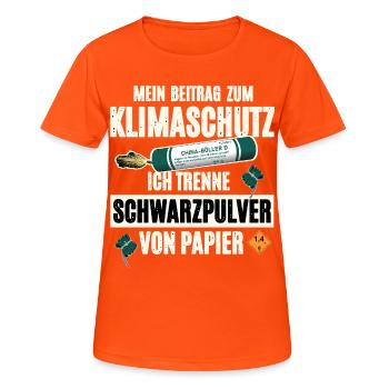Pyrotechnicien Pyro - T-shirt respirant Femme - orange néon - Devant - AI Model Female 172 dark (172cm)