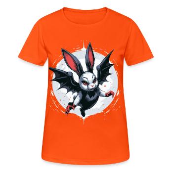 Düstere Hasen-Vampirwappenvampir - Frauen T-Shirt atmungsaktiv - Neonorange - Vorne - AI Model Female 172 dark (172cm)