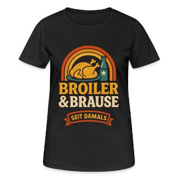 Broiler &amp; Brause – Retro Ostalgie since then - Women's Breathable T-Shirt - black - Front - AI Model Female 172 light (172cm)