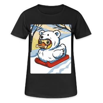 Winterschneemobil mit Sprechende Ente Bärenkostüm - Frauen T-Shirt atmungsaktiv - Schwarz - Vorne - AI Model Female 172 light (172cm)