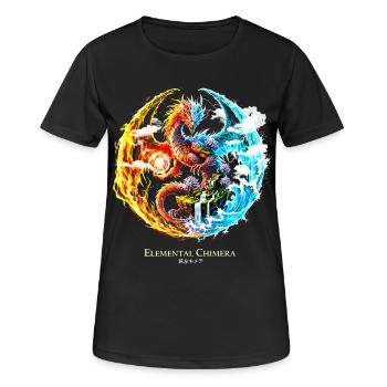 Chimère élémentaire – Dragon de feu et d’eau - T-shirt respirant Femme - noir - Devant - AI Model Female 172 light (172cm)