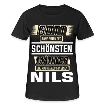 Nils, le plus bel homme, façonné par Dieu Design - T-shirt respirant Femme - noir - Devant - AI Model Female 172 light (172cm)
