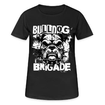 Bulldog Brigade – Coole Englische Bulldogge - Frauen T-Shirt atmungsaktiv - Schwarz - Vorne - AI Model Female 172 light (172cm)