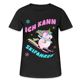 Licorne au ski - Design hivernal - T-shirt respirant Femme - noir - Devant - AI Model Female 172 light (172cm)